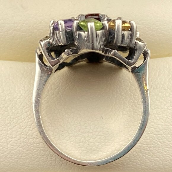 Heart Shaped Multi Gemstone Garnet Citrine Amethyst Sterling Silver Ring Sz. 5 - Picture 4 of 15